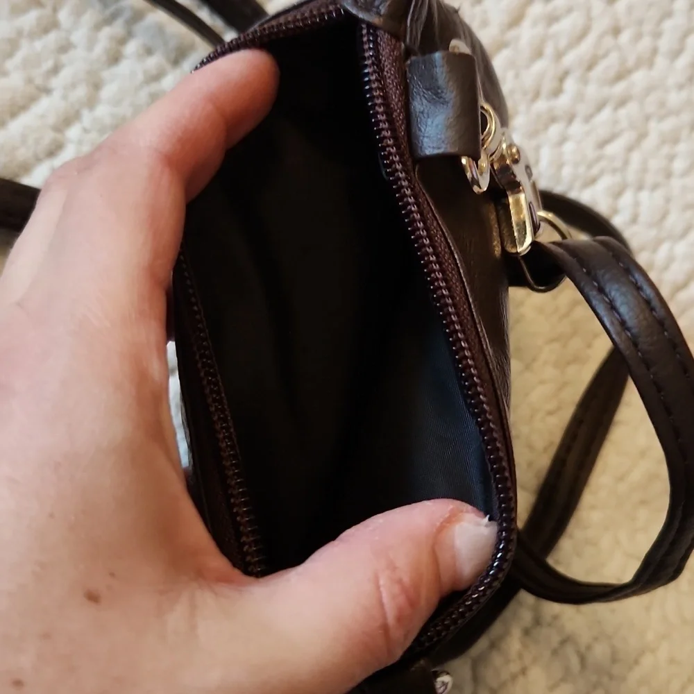 Mod Lily Chocolate Brown Faux Leather Multicompartment Crossbody Bag Resortwear